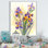 Bouquet d'iris jaunes et mauves - peinture sur toile