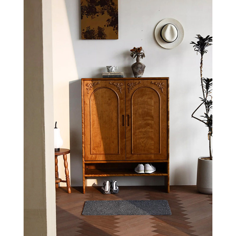 47.24" Brown Rectangular Solid Wood Shoe Storage