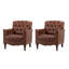 Fauteuil en cuir véritable capitonné Annja-80015536