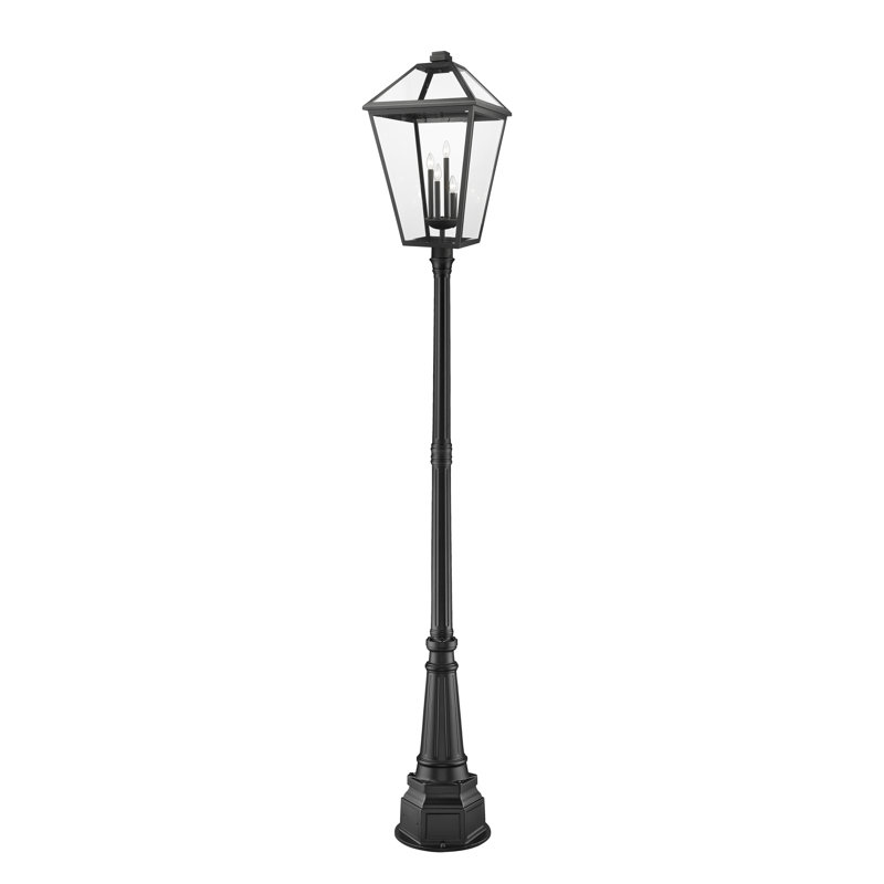 Bien-Aime Clear Beveled Lamp Post (Full), Black, Beveled, 116.75" H x 19.5" W x 19.5" D
