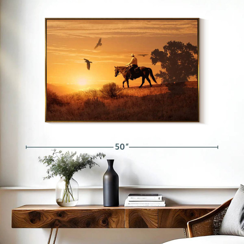 Lonely Cowboy, Floating Frame Gold, 40" X 27"