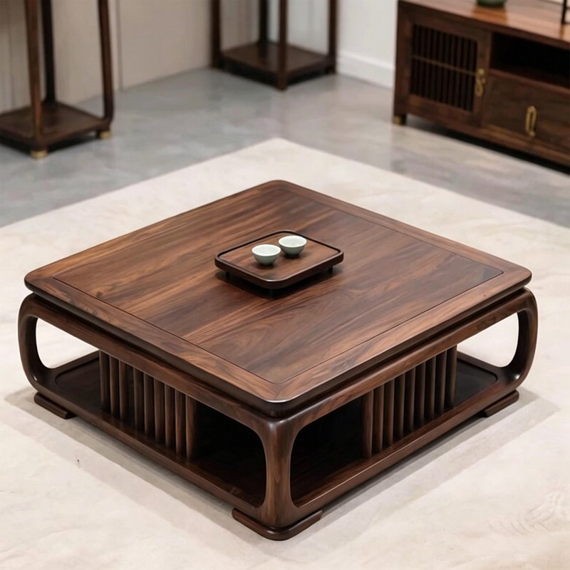 Medieval style solid wood coffee table
