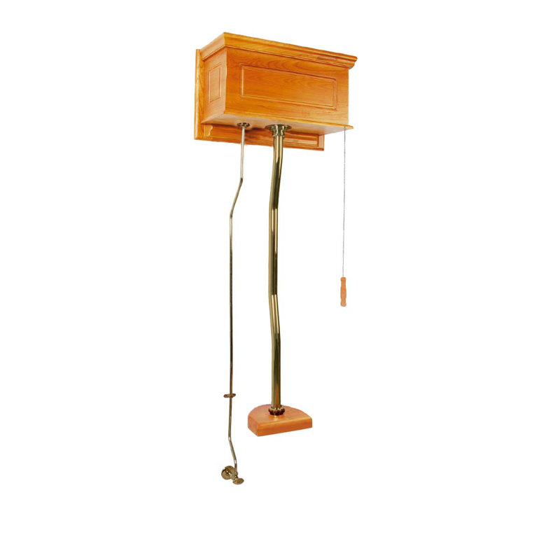 The Renovators Supply High Tank Pull Chain Toilet Conversion Kit (Seat not Included), Antique Light Oak/Gold