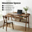 Bureau en bois massif de 47 po de style Mid-Century moderne avec 2 tiroirs et tablette de rangement, bureau d'ordinateur pour petits espaces avec crochets latéraux, finition noyer