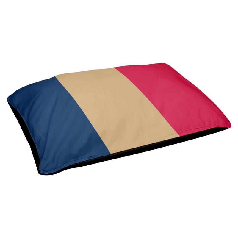 Pet Bed, Medium (18" L x 28" W), Navy Blue/Minnesota Kasota Gold/Scarlet Red