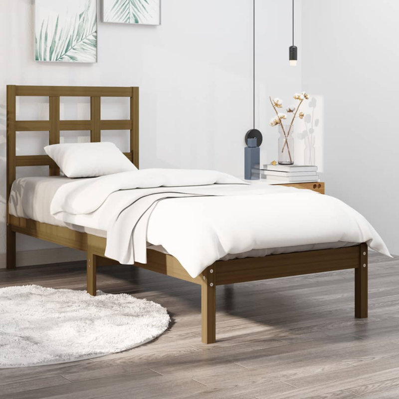 Bed Frame Solid Wood, white, Small Single (2'6)