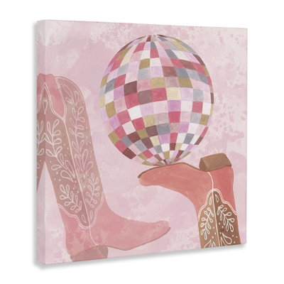 Cowgirl Boot & Disco Ball Canvas Wall Art, design by Yvette St. Amant