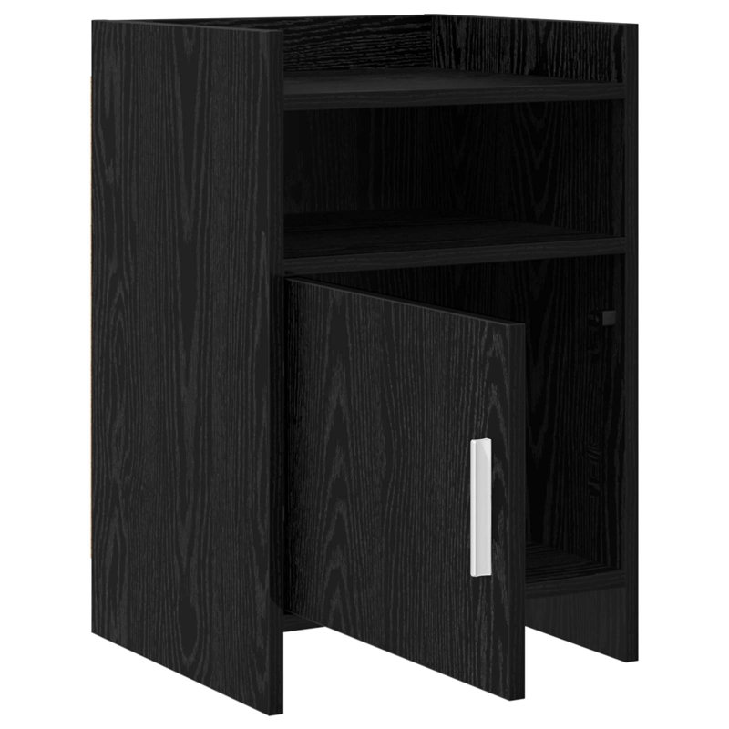 40cm W Composite Bedside Table, Black Oak