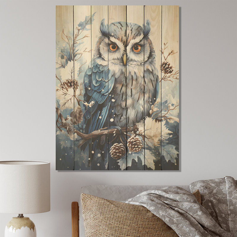 Winters Owl Gaze Serenity - Hibou animal sur bois, H 20 po x l 10 po