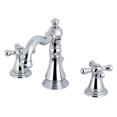 Kingston Brass American Classic Two-Handle 3-Hole Deck Mount Widespread Bathroom Faucet with Pop-Up Drain