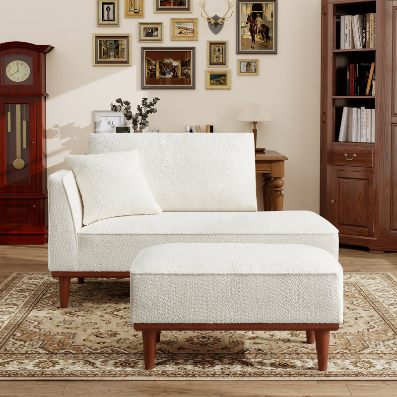 Chaise longue et tabouret rembourrés Finken, Blanc