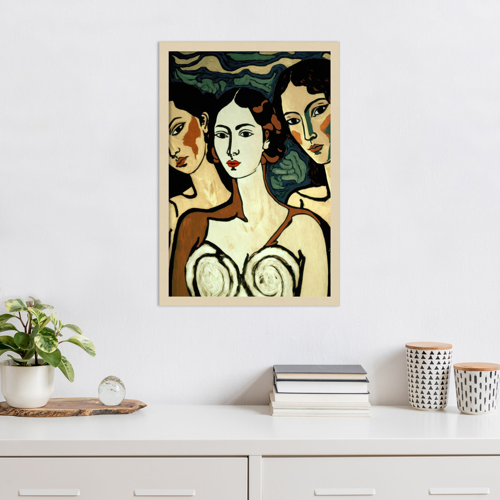 The Soul Sisters by Treechild  Wood Framed Wall Art Print, Brown, 25" H x 17" W