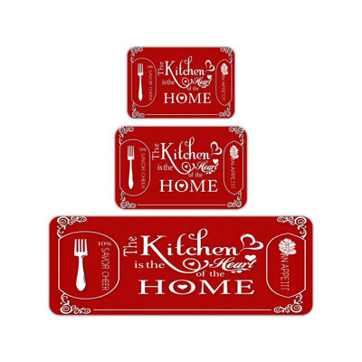 Burnt Orange Geometric Set of 3 Kitchen Rug for Floor, Orange Beige