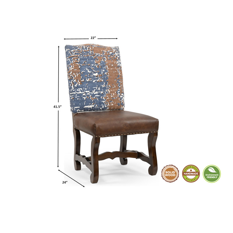 Upholstered Side Chair, Blue/Brown