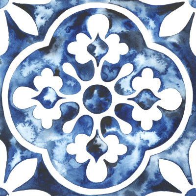 Cobalt Tile I - Wrapped Canvas Print
