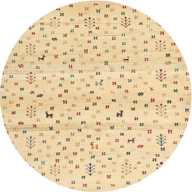 Tapis beige/brun, Rond 7 pi