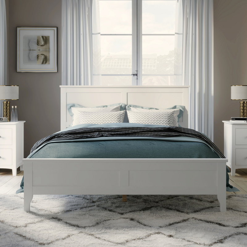 Platform Bed Frame with Upgraded Headboard & Footboard - White, White