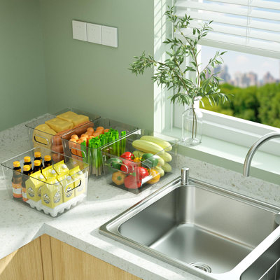 6 Pack Clear Storage Bins with Handles