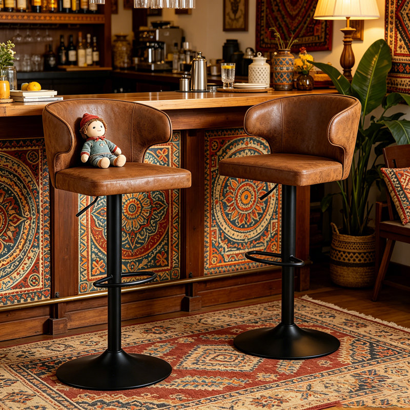Paquet de 6 tabourets de bar rotatifs réglables modernes avec dossier - Tabouret pivotant rembourré en suède pour la cuisine et la salle à manger, réglable en hauteur, base en chrome robuste, supporte 300 lb - résistant aux taches et durable