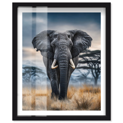 Art mural de salon Savanna King Shadowbox par Notoriart, cadre noir, 30 x 36