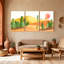 Cactus, paysage désertique avec cactus et coucher de soleil, ensemble de 3 impressions sur toile-801828111