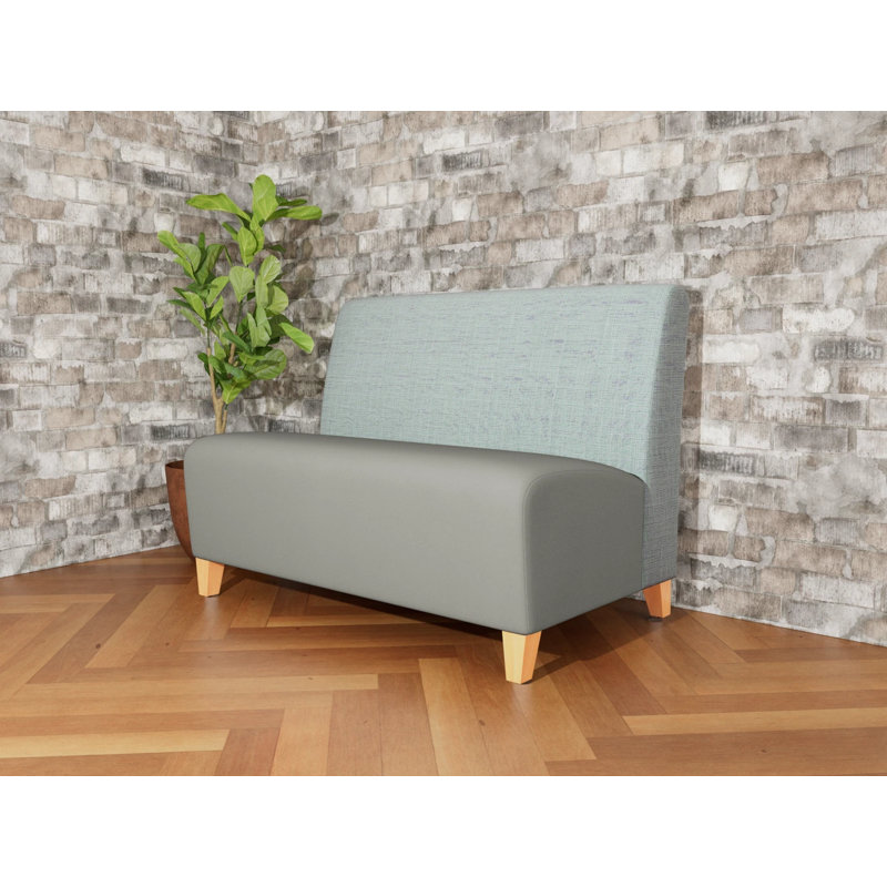 Causeuse sans accoudoirs Ravenna, Chambray écume de mer / Patriot Plus colombe, Bois naturel