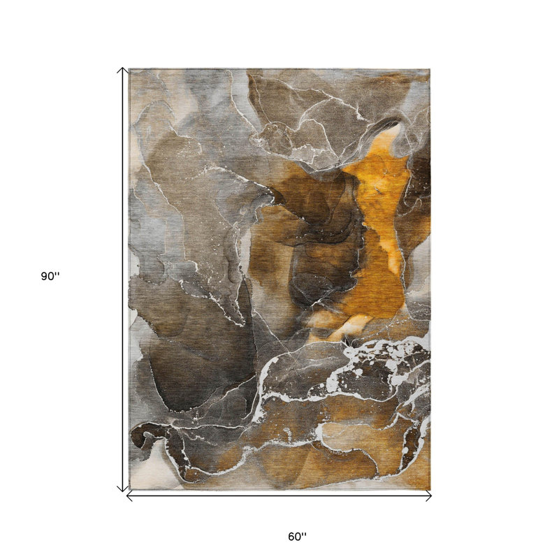 Tapis extérieur lavable antidérapant brun et gris 5 pi x 8 pi