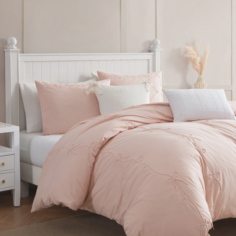 Ensemble de couette Peri Home Sasha Bows, Édredon pour grand lit + 2 taies décoratives