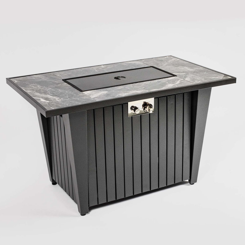 Corprew Rectangle Steel Smokeless Fire Pit Table with Lid
