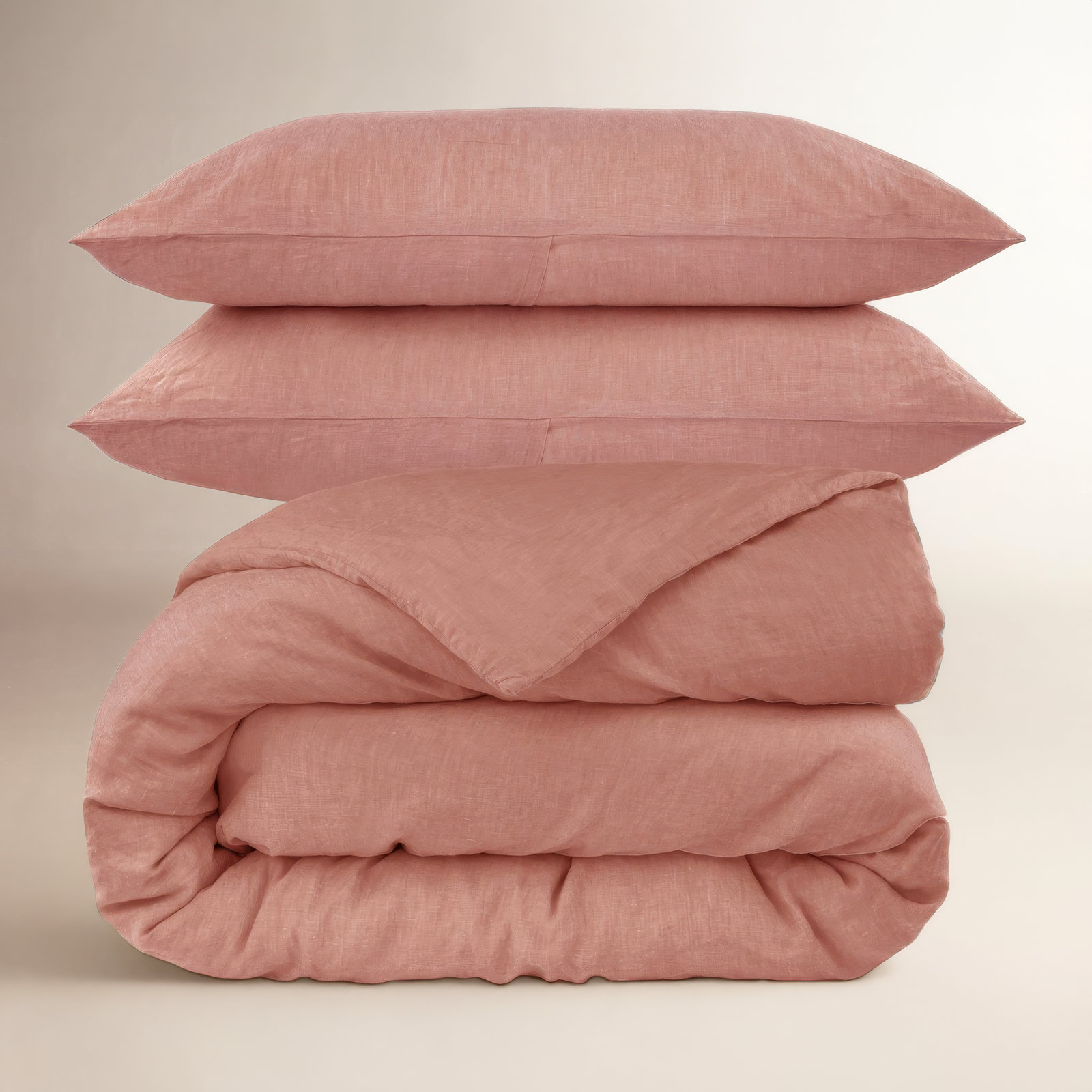 100% French Linen Duvet Cover & Sham Set, Clay, King Duvet Cover + 2 King Pillow Shams