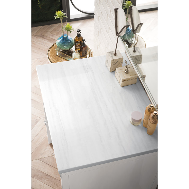 Athens 30" Single Bathroom Vanity, Glossy White/Arctic Fall
