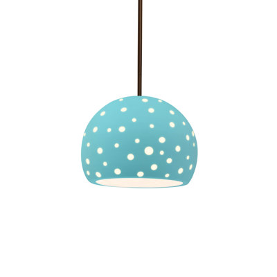Luminaire suspendu sphère 1 lumière perforée - piscine réfléchissante - bronze foncé - l 7 po x H 6 po - ampoule remplaçable - tige rigide