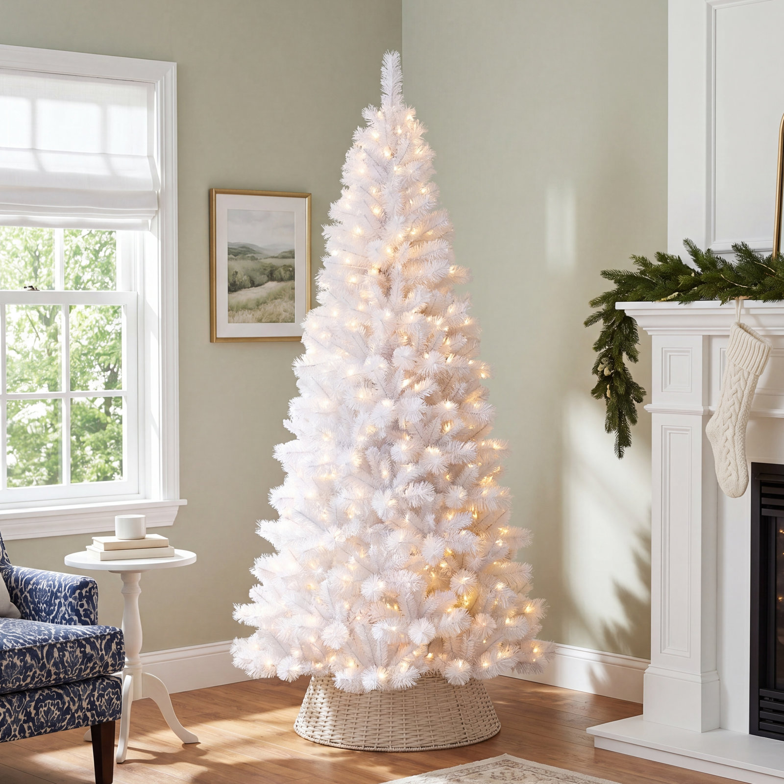 Johvan Pre-Lit Pine Christmas Tree, 8' H