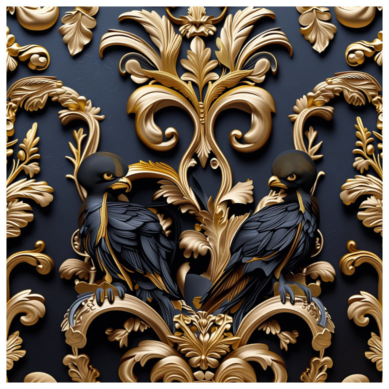 Rideaux de douche Ornate Birds Flourish, L 70 po x H 84 po