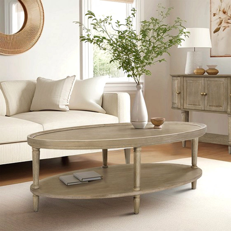 Table basse ovale avec tablette