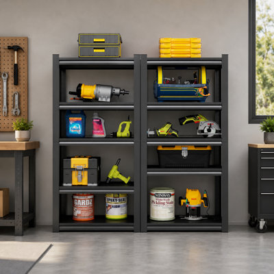 63"H 5-Tier Metal Storage Shelving Unit, 31.5"W x 15.7"D Heavy Duty Garage & Industrial Shelf Rack, Adjustable Shelves with 2000LBS Total Capacity for Home, Garage, Warehouse, Gym, Basement
