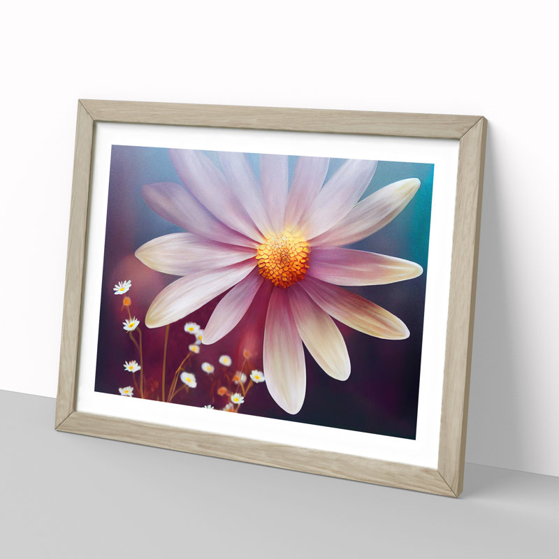 Adorable Daisy Flower - Framed Print, 46cm H x 64cm W x 2cm D, Oak