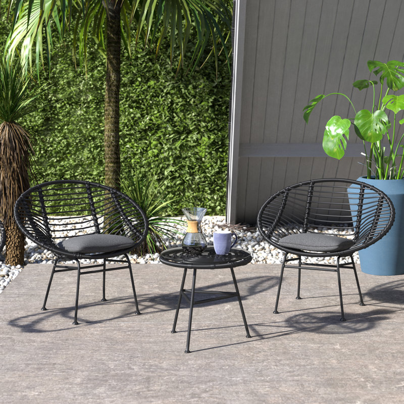 2 - Person Patio Conversation Set with Cushions, Gray Frame/Dark Gray Cushion
