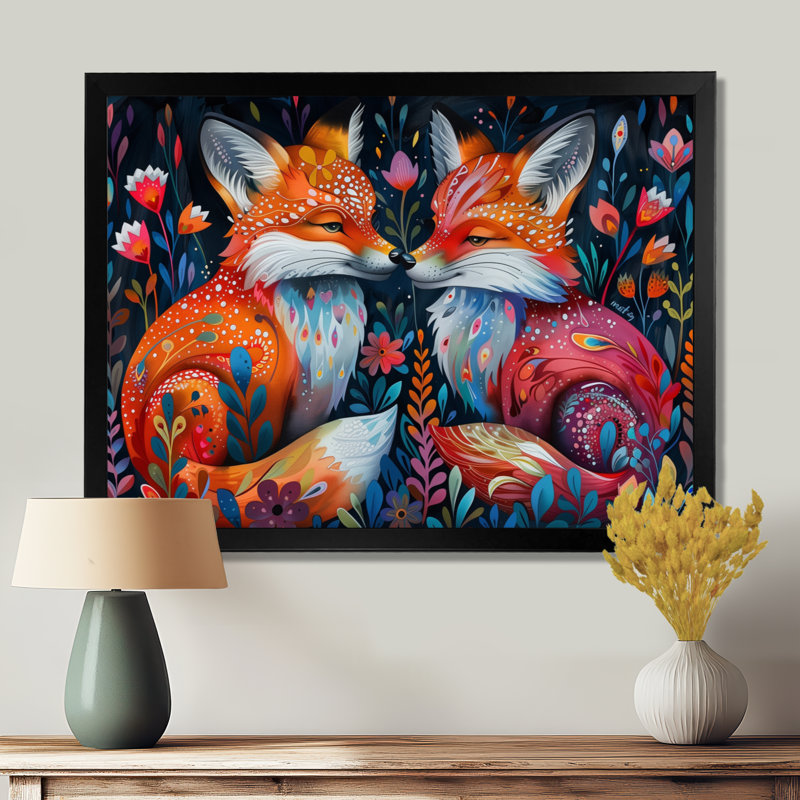 Cowart - Renard, art mural animal, Cadre photo noir, H 12 po x l 20 po