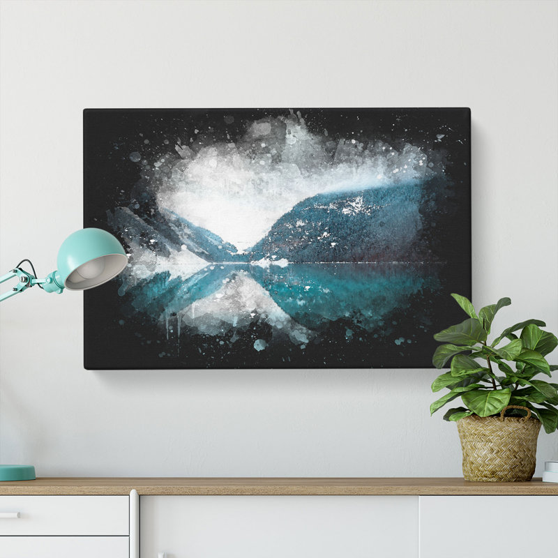 Mountain Range Reflection - Wrapped Canvas Painting, 40cm H x 60cm W x 3cm D