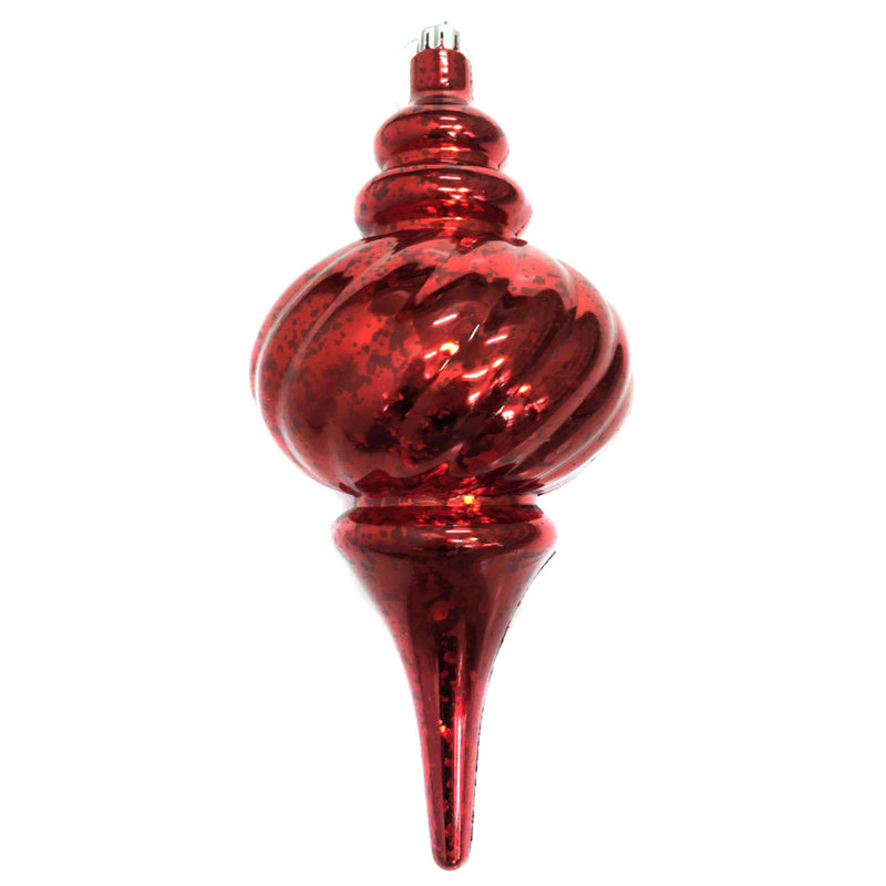 Ornement faîteau en verre nervuré, Rouge