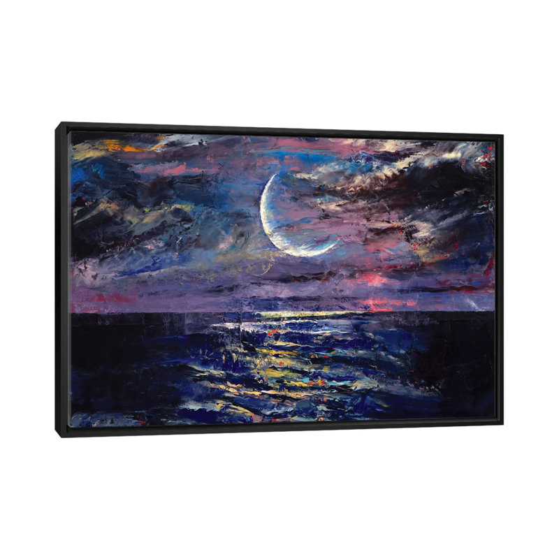 " Moon " by Michael Creese, 18" H x 26" W x 1.5" D, Black Framed Canvas, No Mat