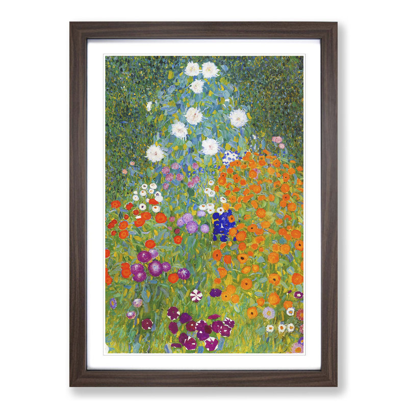 Flower Garden by Gustav Klimt - Framed Print, Oak