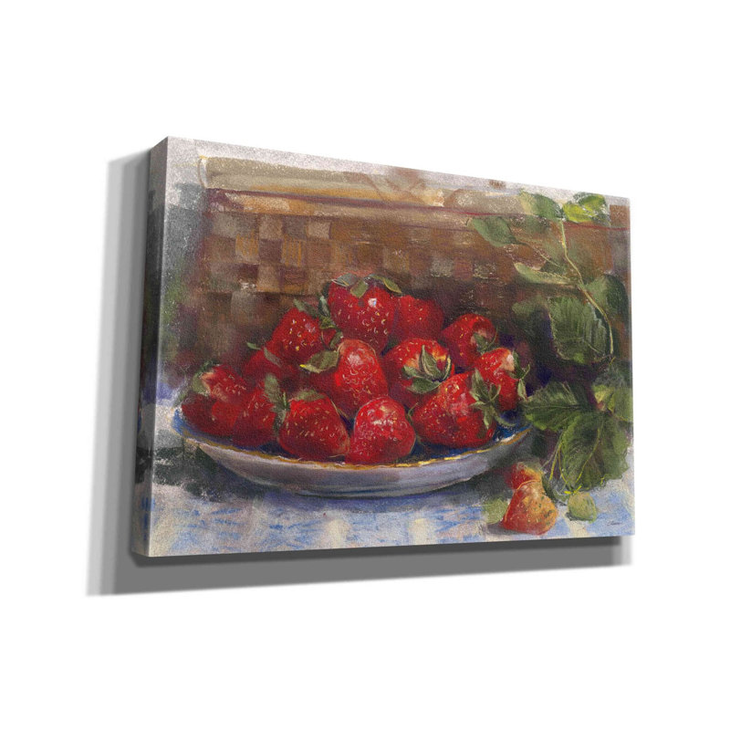 «Aamyah Plate Of Strawberries On Canvas» par Carol Rowan, reproduction, H 18 po x l 26 po x P 0,75 po