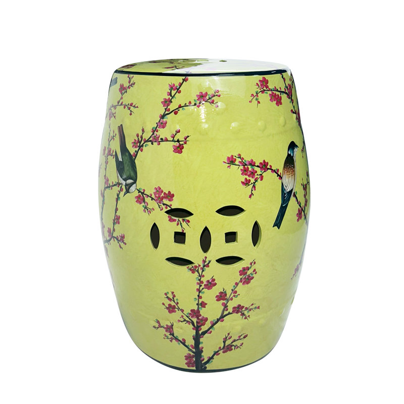 Flower and bird ceramic stool