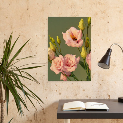 Contemporary Art Delicate Elegant Peaceful Rose Flower Nature Art by Marianne Bassil - Wrapped Canvas Print