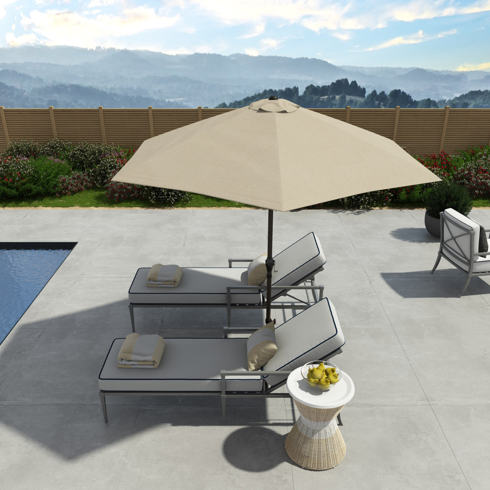 Astraea 108'' Outdoor Umbrella, Antique Beige - Polyester