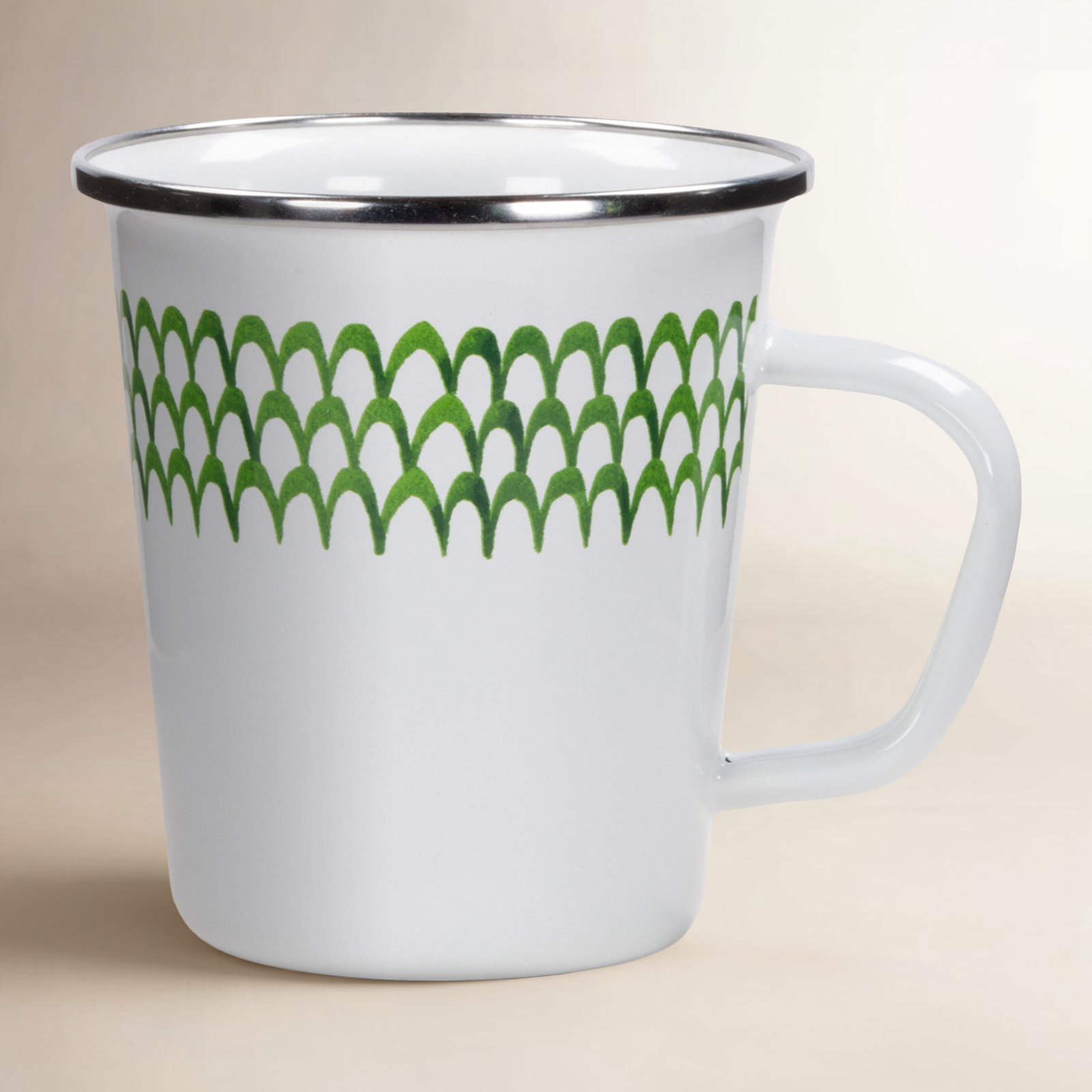 Green Scallop Enamelware Mug