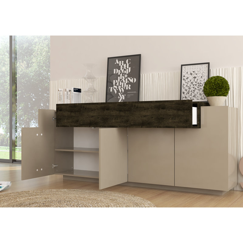 Basinger 200cm Sideboard, Sand/Dark Brown