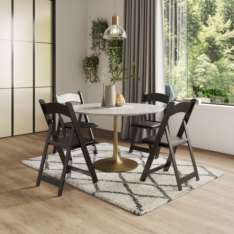 Black Resin Armless Stackable Folding Chairs with Cushions